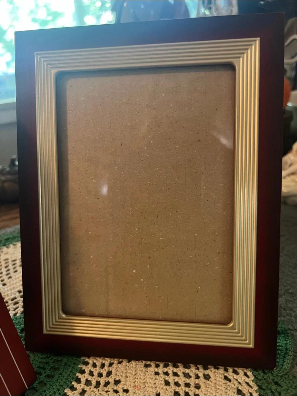 Lot 2 Wood Picture Frame Set with Red-ish Handsome Coordinating Colors